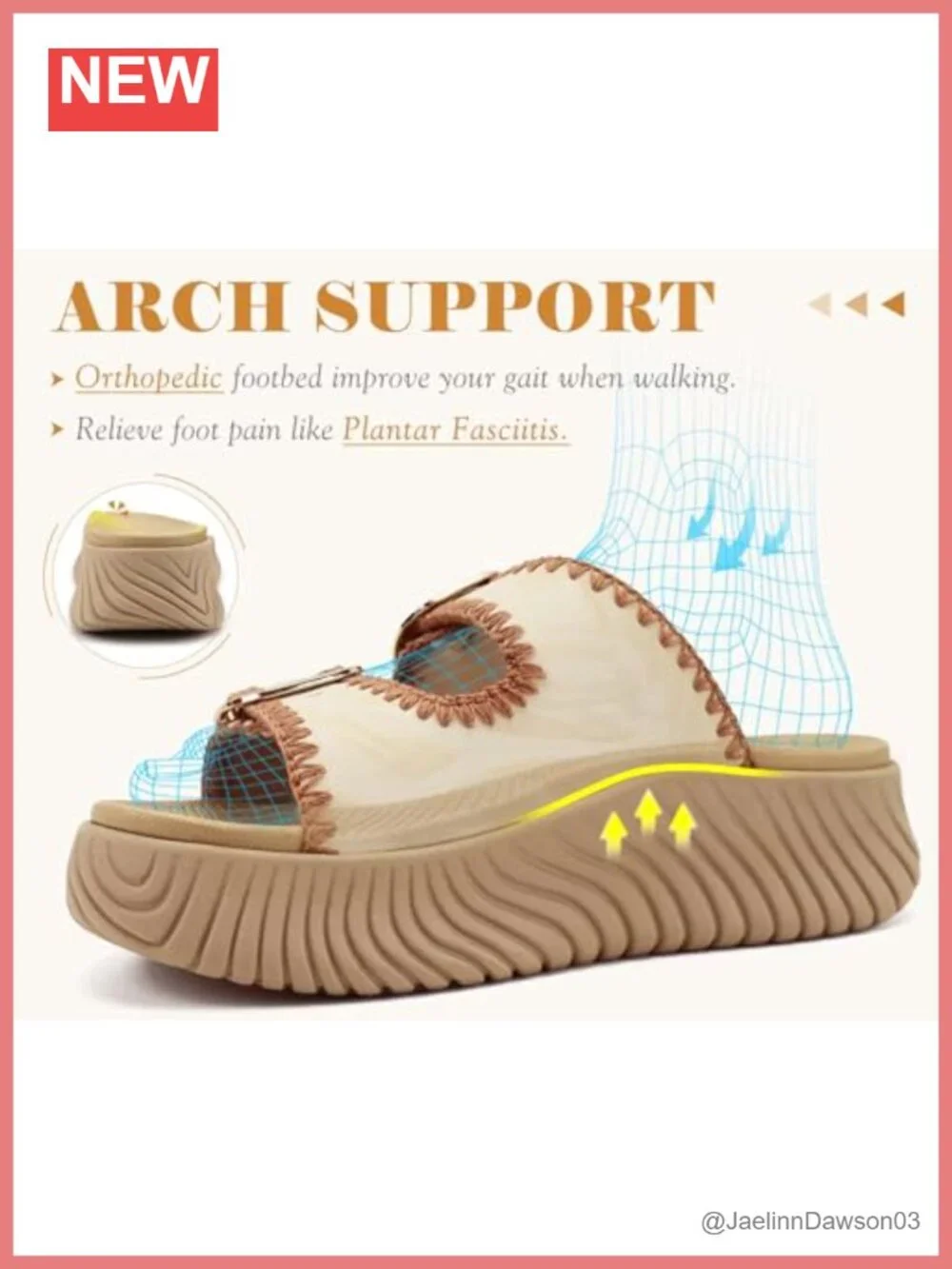 Women's Platform Sandals with Orthotic Arch Support, Boho Woven Slip On